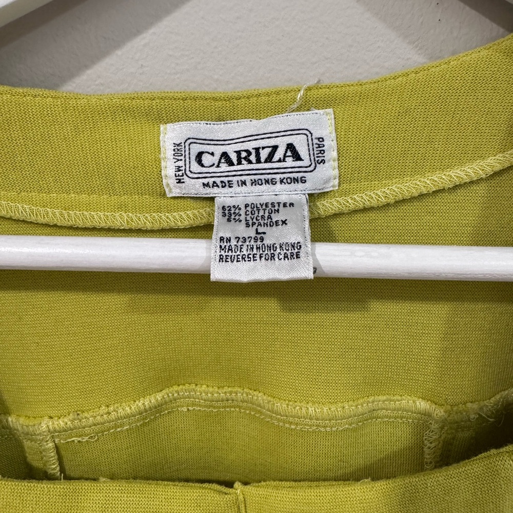 Vintage CARIZA Chartreuse Button-Up Top (Made in USA) - Picture 2 of 4